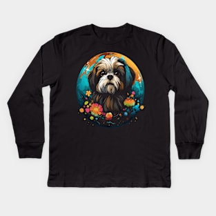 Shih Tzu Earth Day Kids Long Sleeve T-Shirt